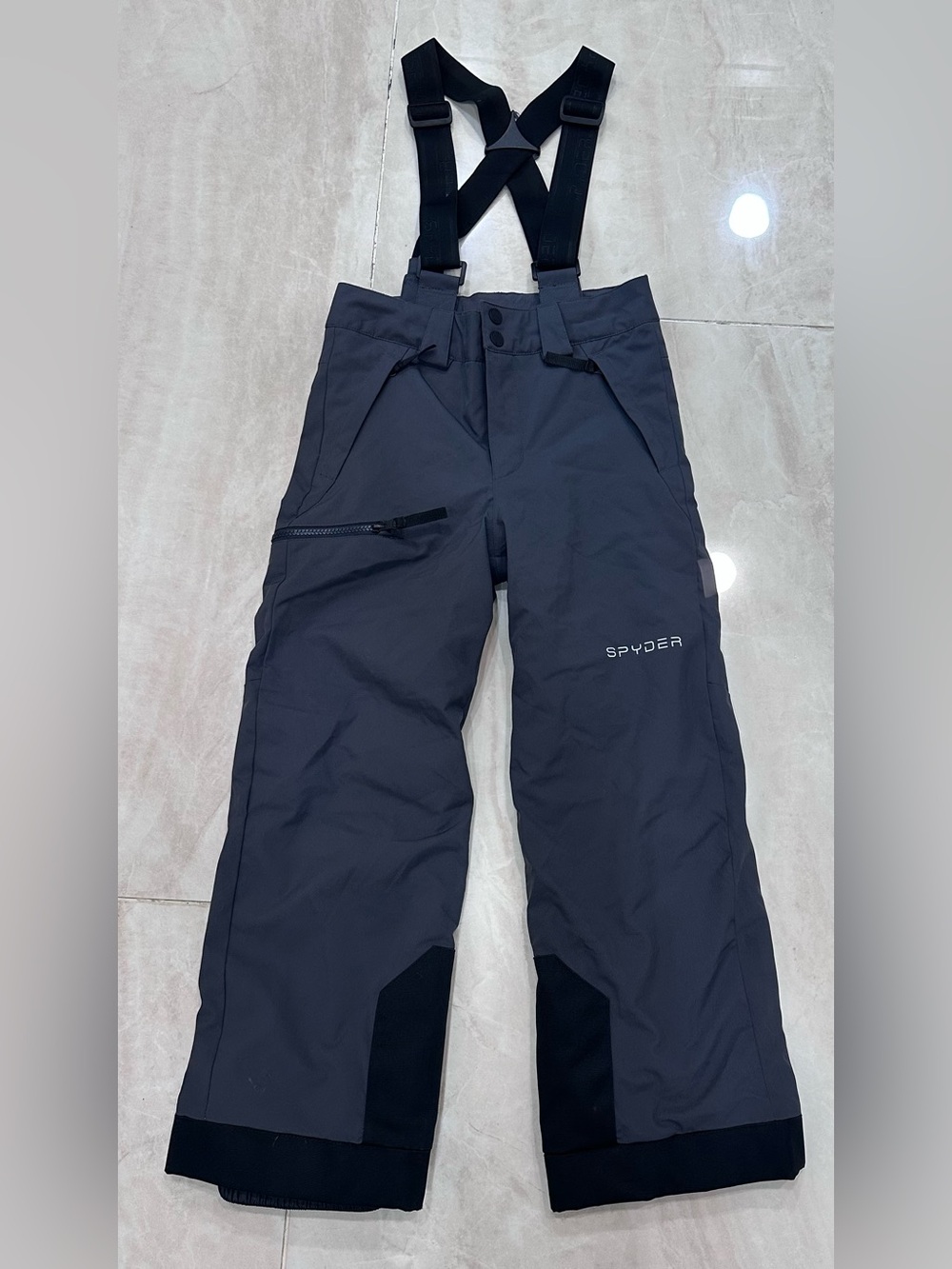Spyder Kids Ski Snow Pants Size 10 Gray with Suspenders